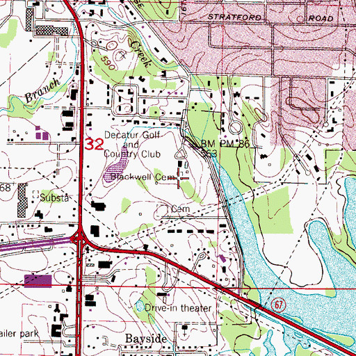 Topographic Map of Blackwell Cemetery, AL