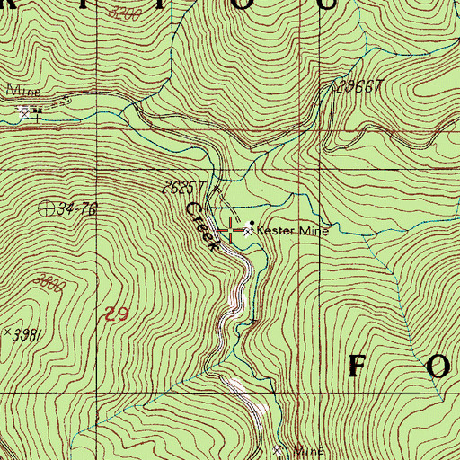 Topographic Map of Kester Mine, OR