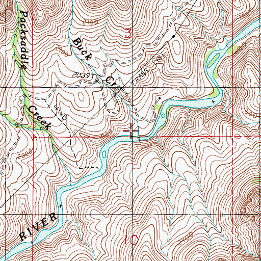 Topographic Map of Buck Creek, OR