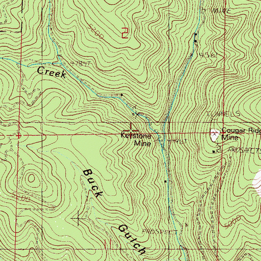 Topographic Map of Keystone Mine, OR