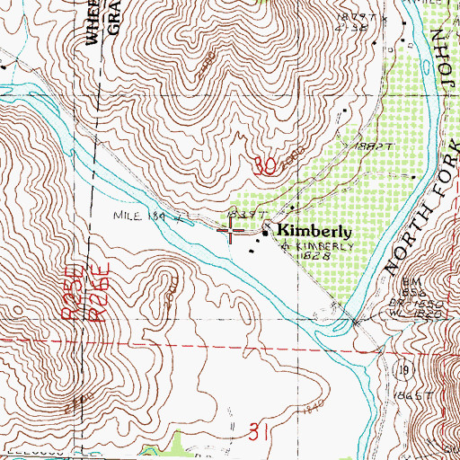 Topographic Map of Kimberly, OR