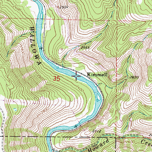 Topographic Map of Kimmell (historical), OR