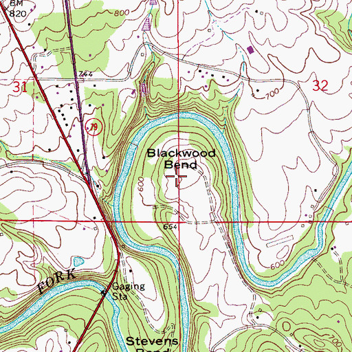 Topographic Map of Blackwood Bend, AL