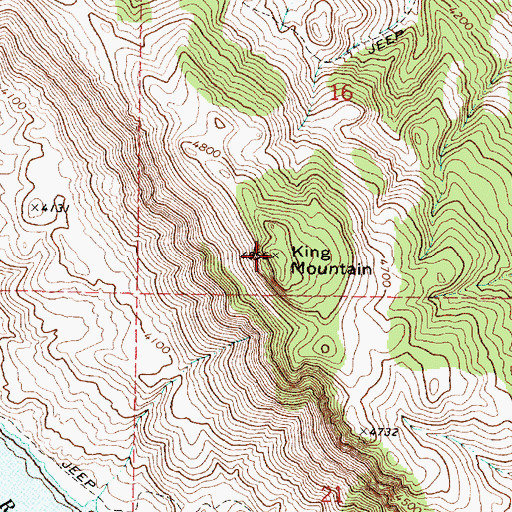 Topographic Map of King Mountain, OR