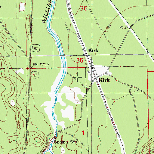 Topographic Map of Kirk, OR
