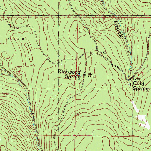 Topographic Map of Kirkwood Spring, OR