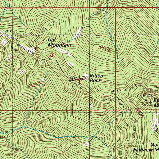 Topographic Map of Kitten Rock, OR