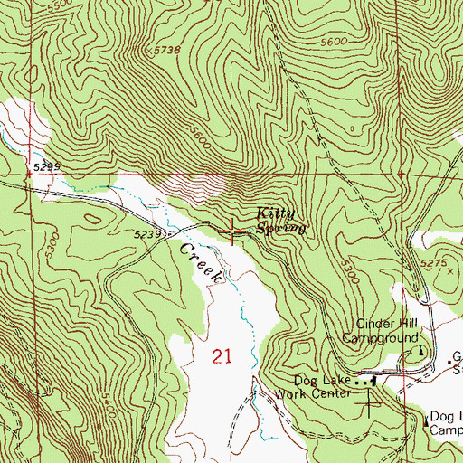 Topographic Map of Kitty Spring, OR