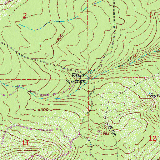 Topographic Map of Kiwa Springs, OR