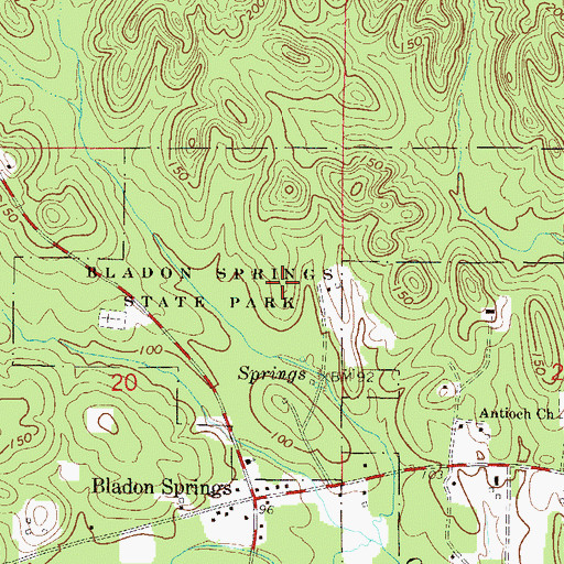 Topographic Map of Bladon Springs State Park, AL