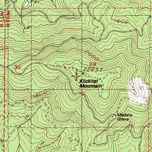 Topographic Map of Klickitat Mountain, OR