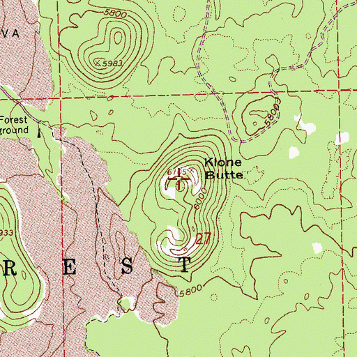 Topographic Map of Klone Butte, OR