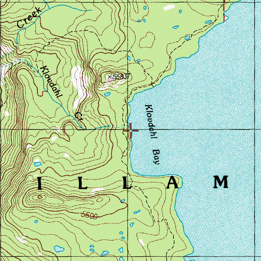 Topographic Map of Klovdahl Bay, OR