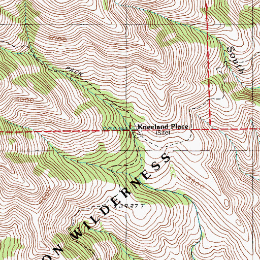 Topographic Map of Kneeland Place, OR
