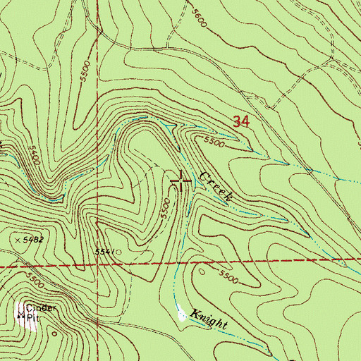 Topographic Map of Knight Creek, OR