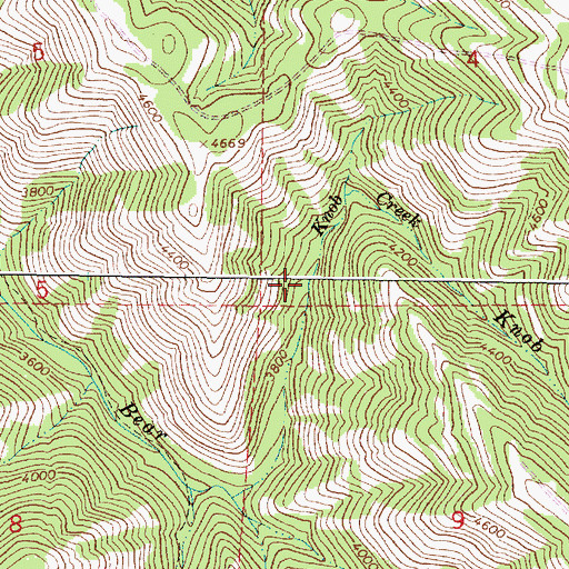 Topographic Map of Knob Creek, OR
