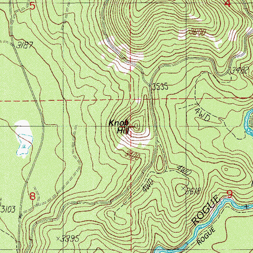 Topographic Map of Knob Hill, OR