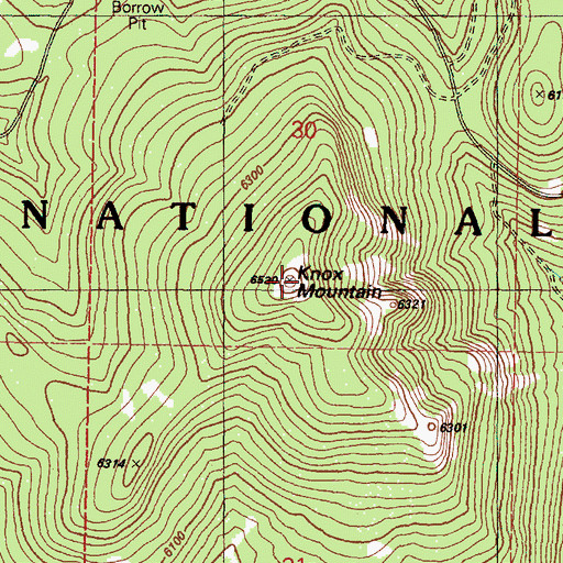 Topographic Map of Knox Mountain, OR
