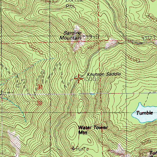 Topographic Map of Knutson Saddle, OR
