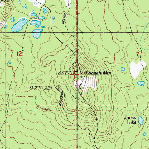 Topographic Map of Koosah Mountain, OR
