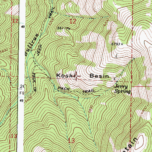 Topographic Map of Koski Basin, OR