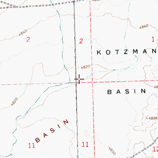 Topographic Map of Kotzman Basin, OR