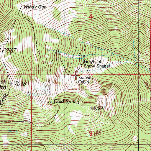 Topographic Map of Krause Cabin, OR