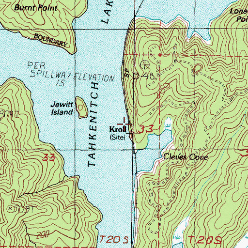 Topographic Map of Kroll, OR