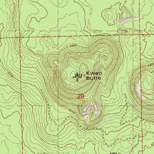 Topographic Map of Kweo Butte, OR