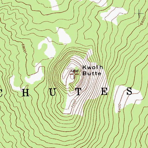 Topographic Map of Kwolh Butte, OR