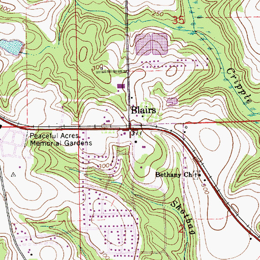 Topographic Map of Blairs, AL