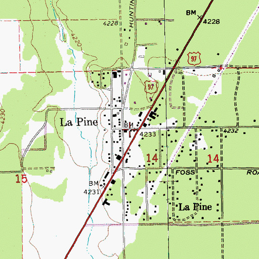 Topographic Map of La Pine, OR