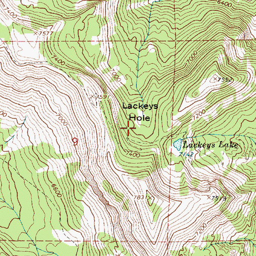 Topographic Map of Lackeys Hole, OR