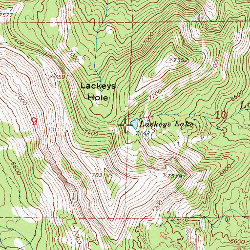 Topographic Map of Lackeys Lake, OR
