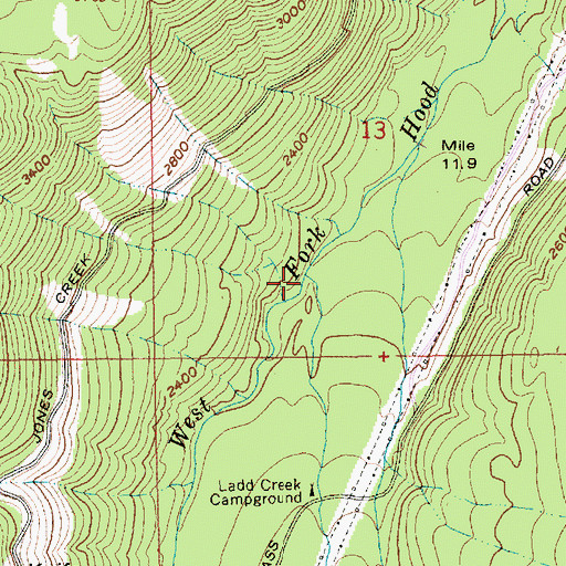 Topographic Map of Ladd Creek, OR
