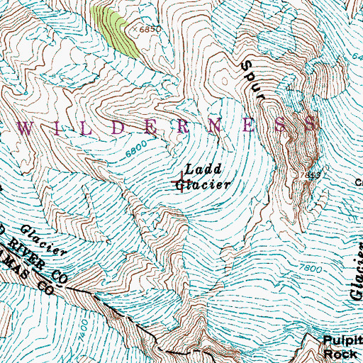 Topographic Map of Ladd Glacier, OR