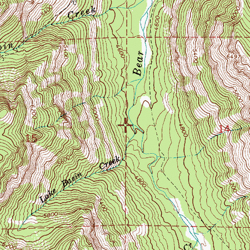 Topographic Map of Lake Basin Creek, OR