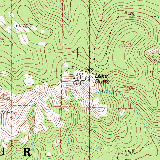 Topographic Map of Lake Butte, OR