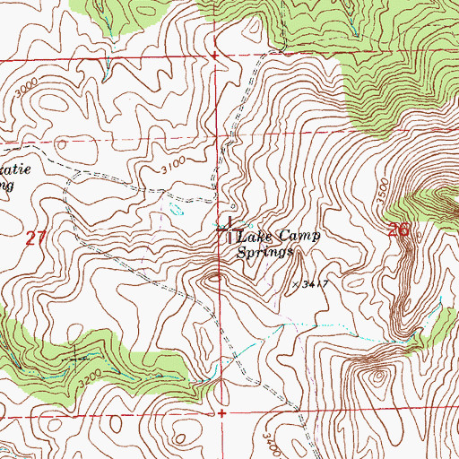 Topographic Map of Lake Camp Springs, OR