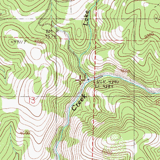 Topographic Map of Lake Creek, OR