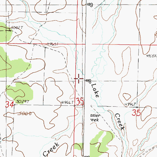 Topographic Map of Lake Creek, OR