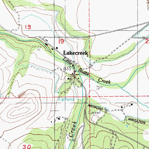 Topographic Map of Lake Creek, OR