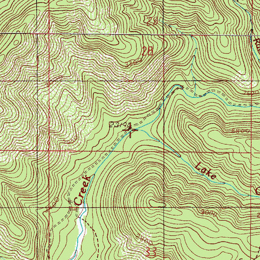 Topographic Map of Lake Creek, OR