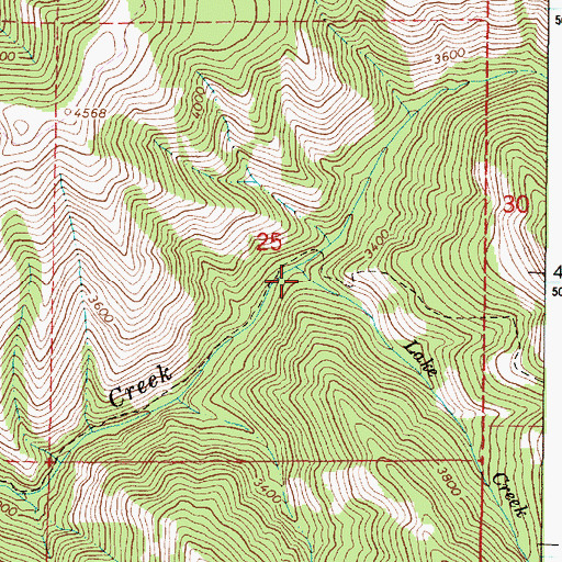 Topographic Map of Lake Creek, OR