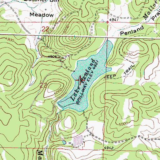 Topographic Map of Lake Penland, OR
