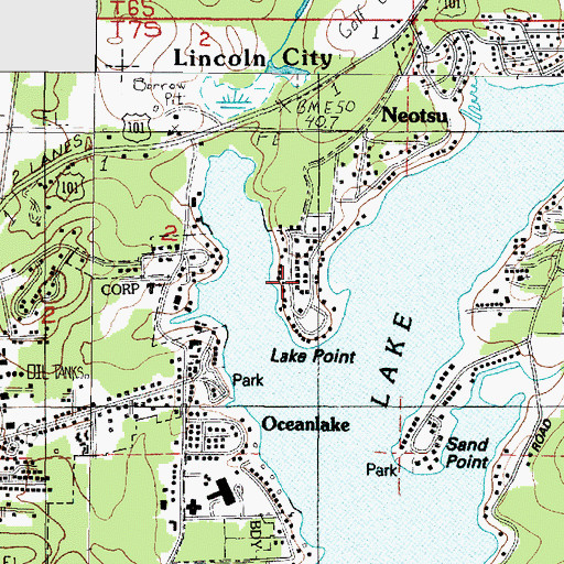 Topographic Map of Lake Point, OR