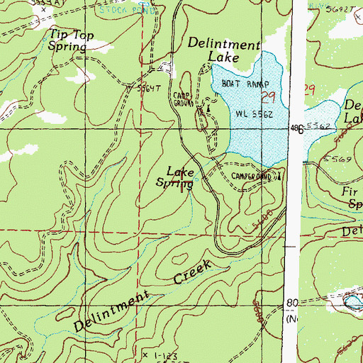 Topographic Map of Lake Spring, OR