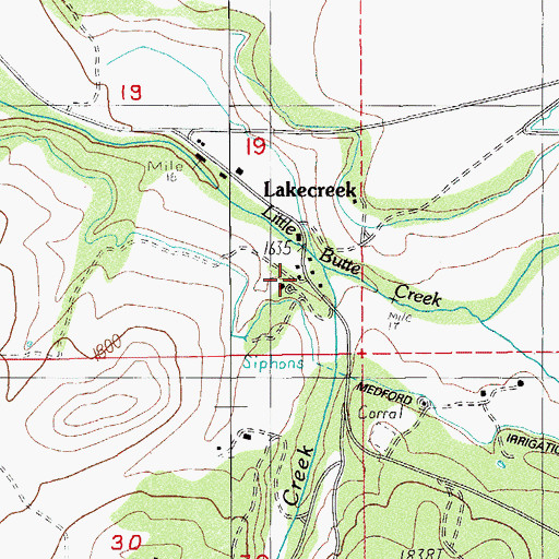 Topographic Map of Lake Creek, OR