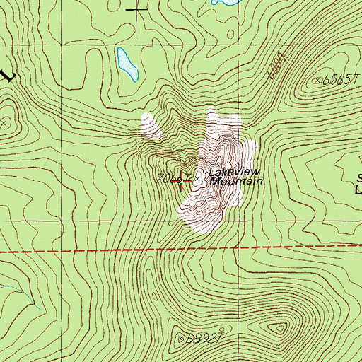 Topographic Map of Lakeview Mountain, OR
