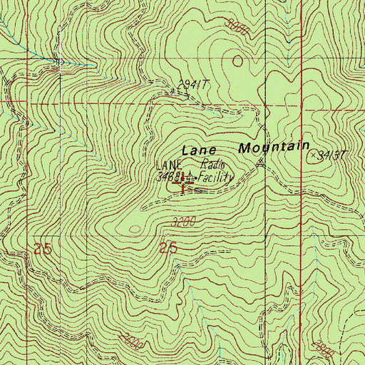 Topographic Map of Lane Mountain, OR